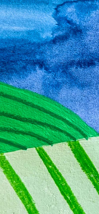 Bold coloured patterned abstract landscape