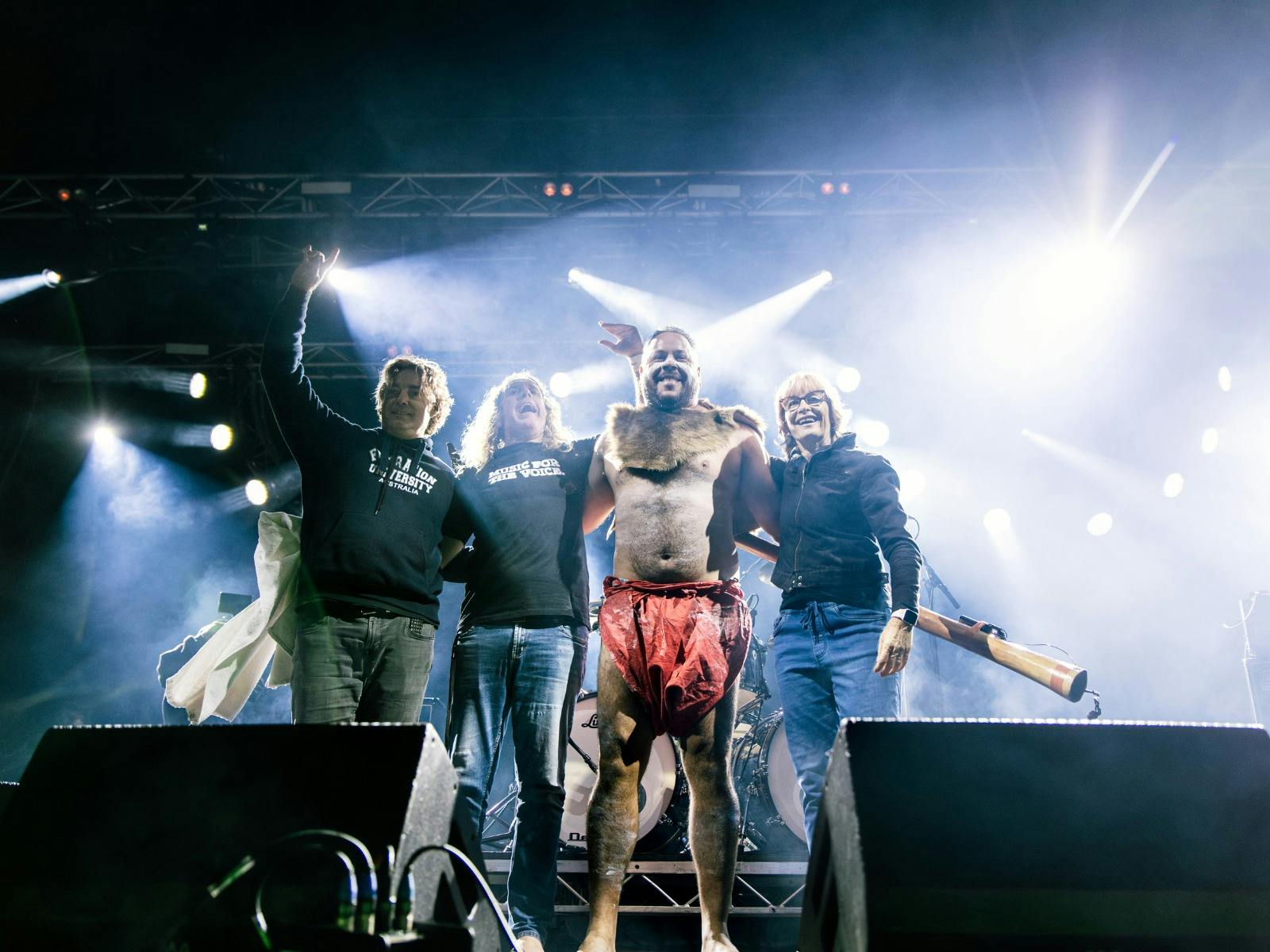 Spiderbait and proud Wakka Wakka man David Williams  on stage