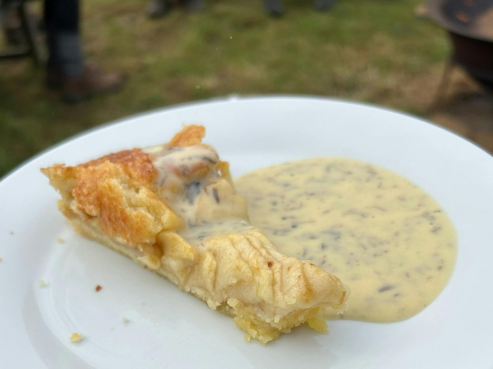 Apple tart with truffle creme anglaise