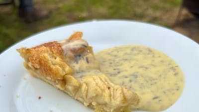 Apple tart with truffle creme anglaise