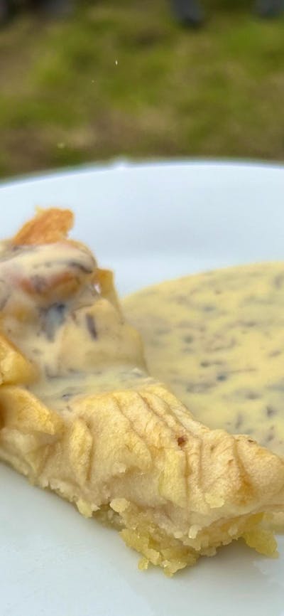 Apple tart with truffle creme anglaise