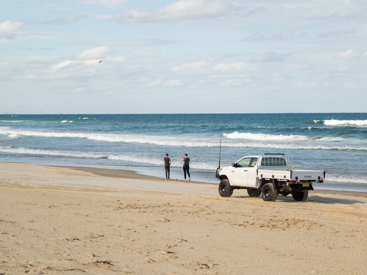 Ute and people on beach