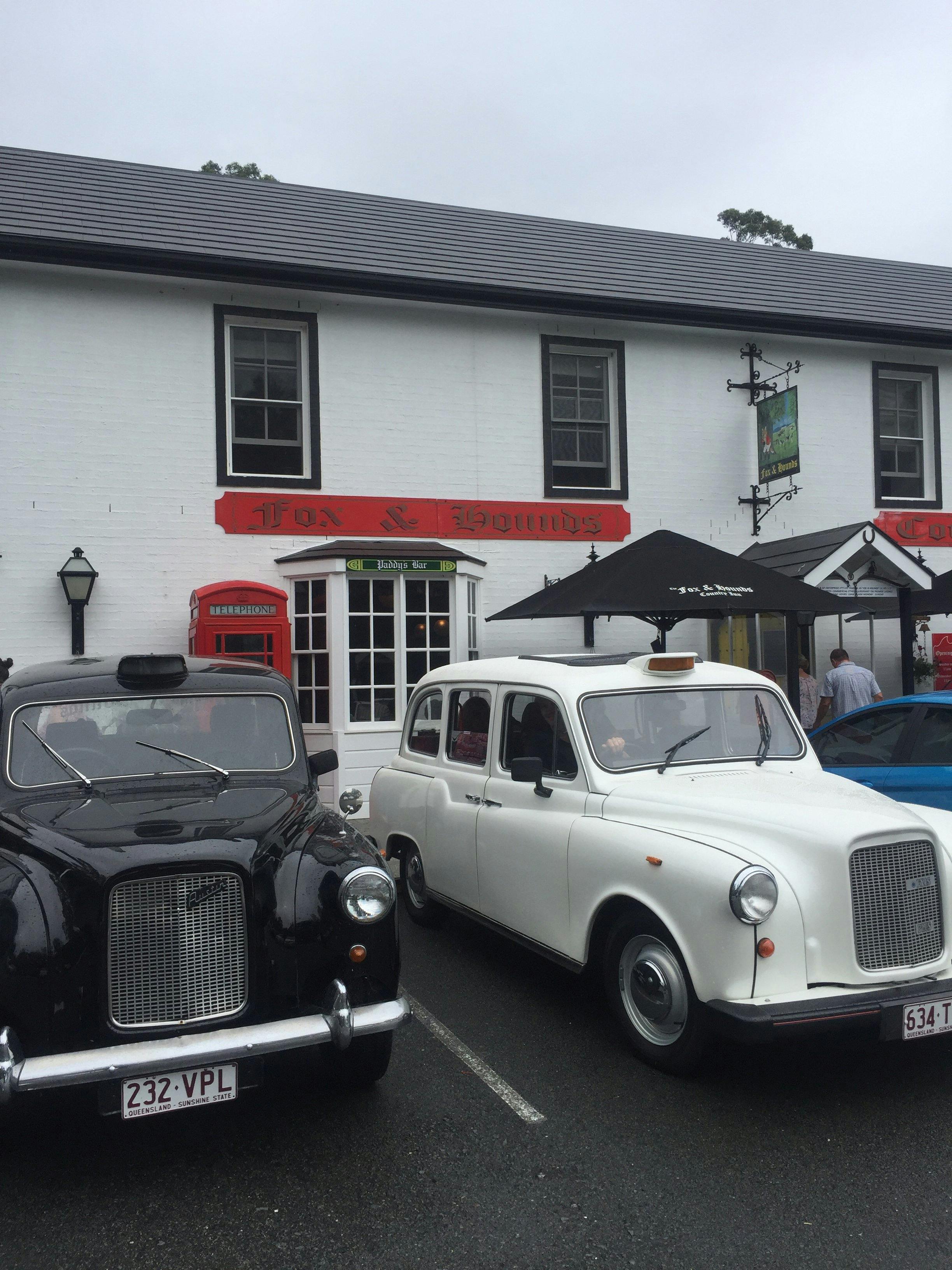 Black and white London taxi