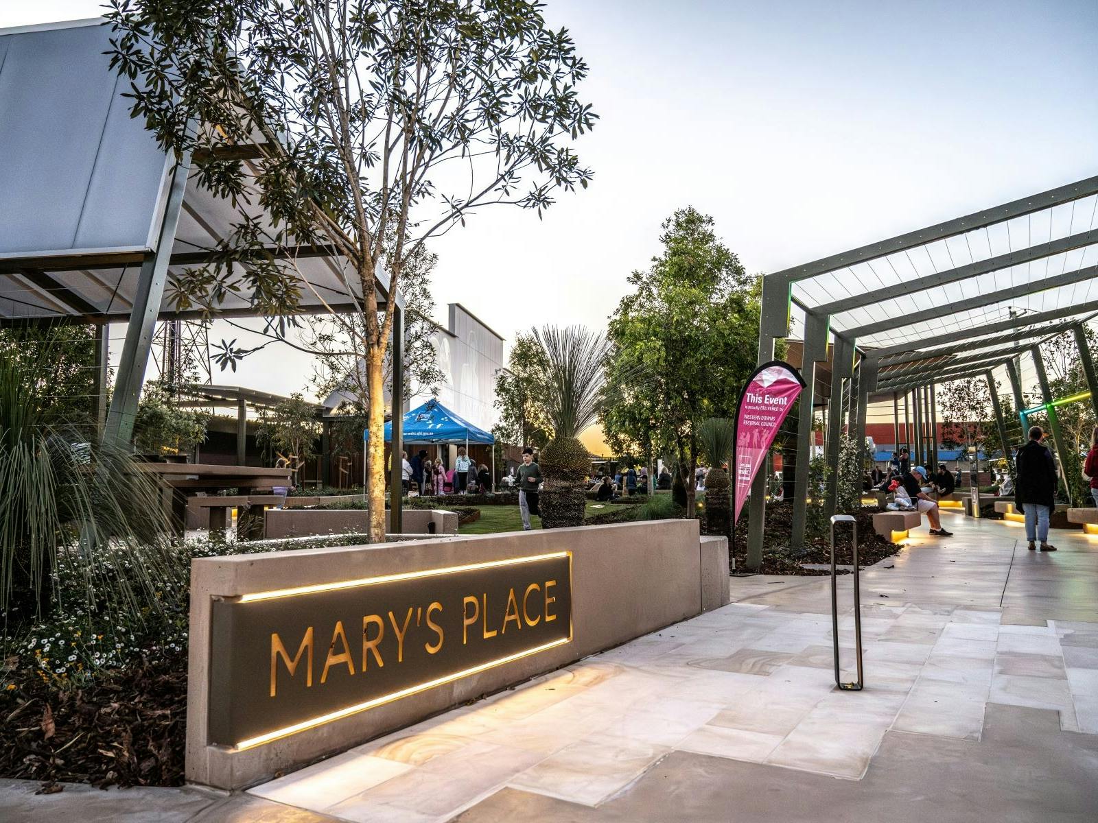 A beautiful public space dedicated to Mary Barry, local icon and owner of the Commercial Hotel. A beautiful public space dedicated to Mary Barry, local icon and owner of the Commercial Hotel.