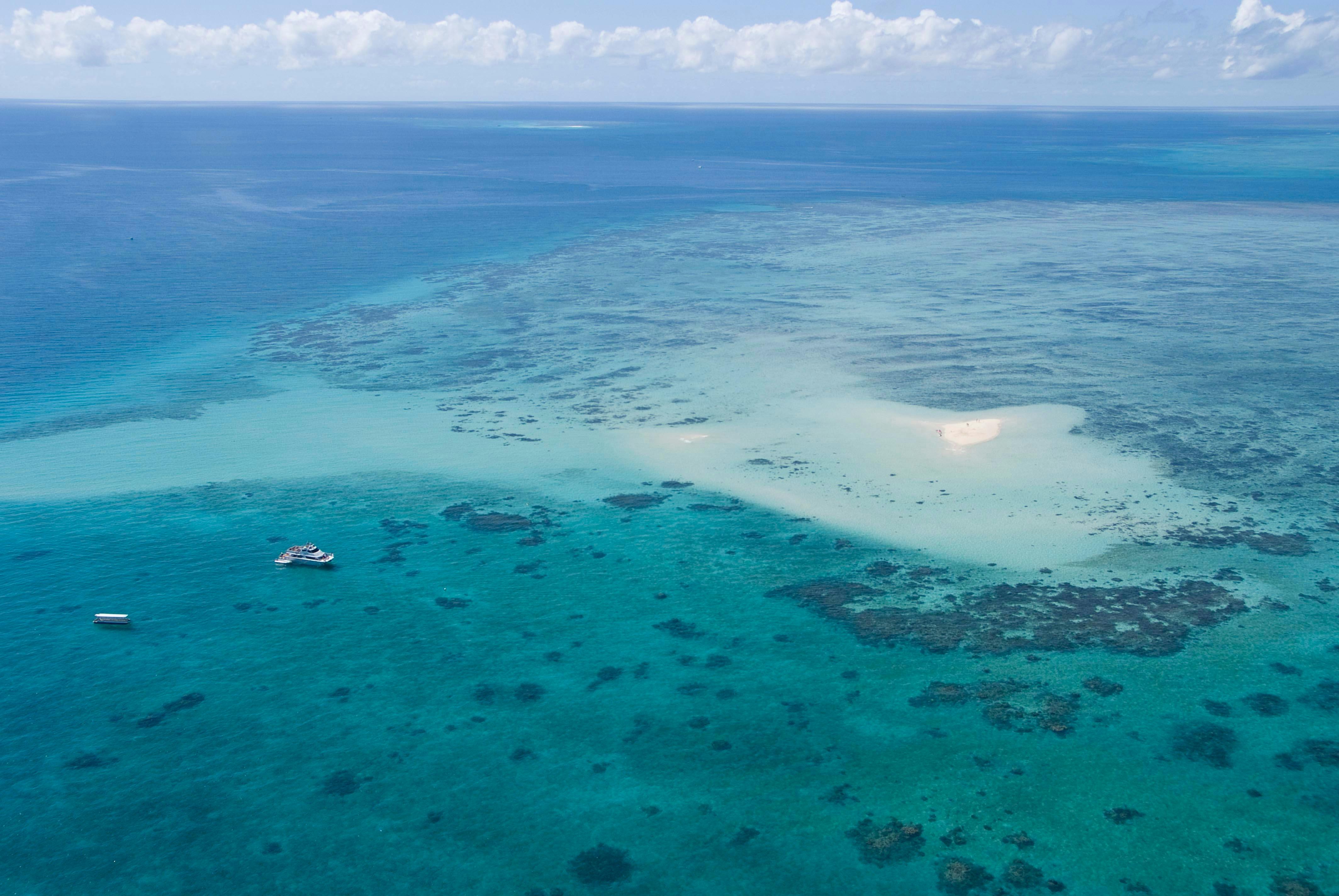 Ariel view Ocean Freedom at Upolu Cay Reef