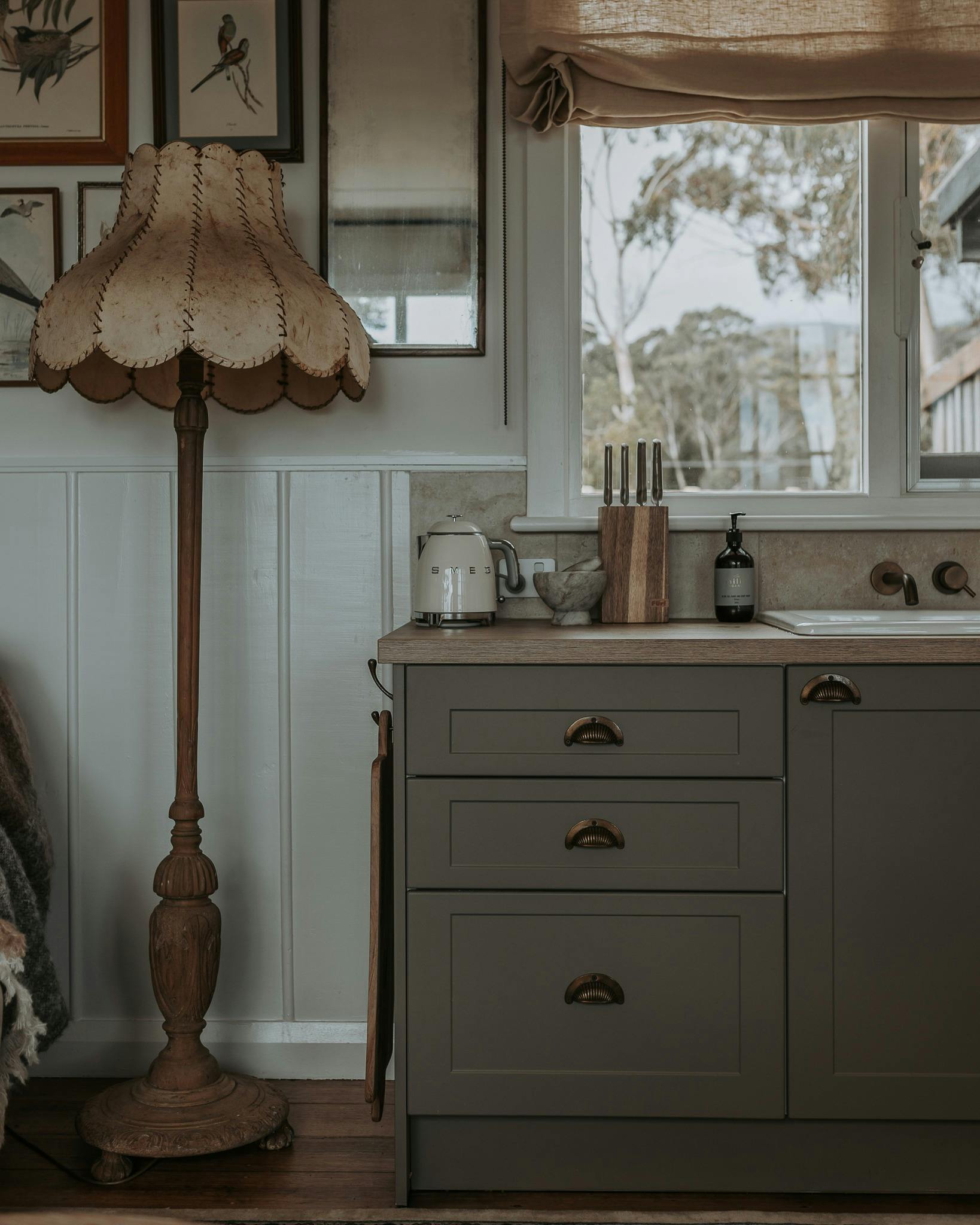 The kitchenette is designed for relaxed, simple meals