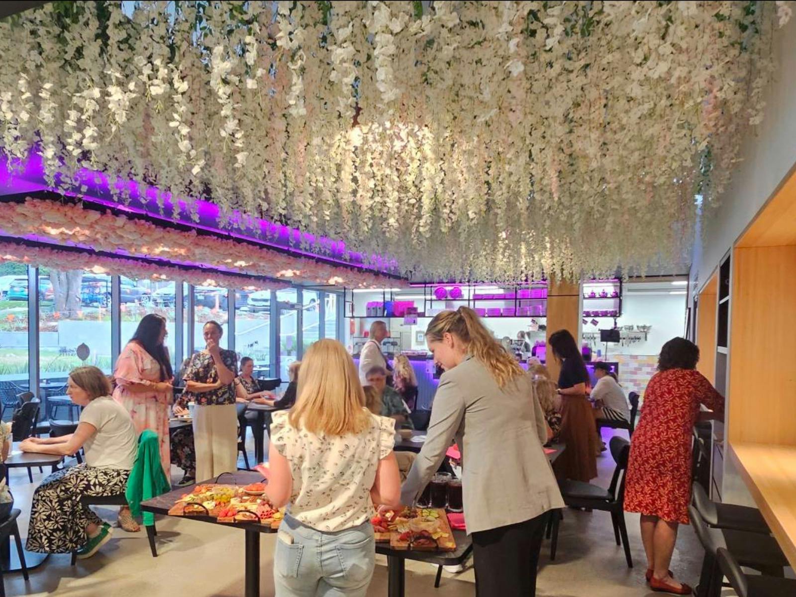 Various beautiful sweet treats in perfect lines.