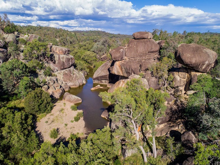 Aerial view of Cranky Rock Recreation Reserve