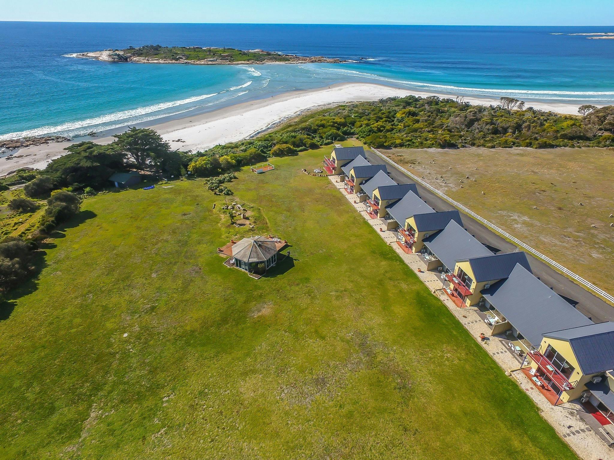 View of apartments down to beach