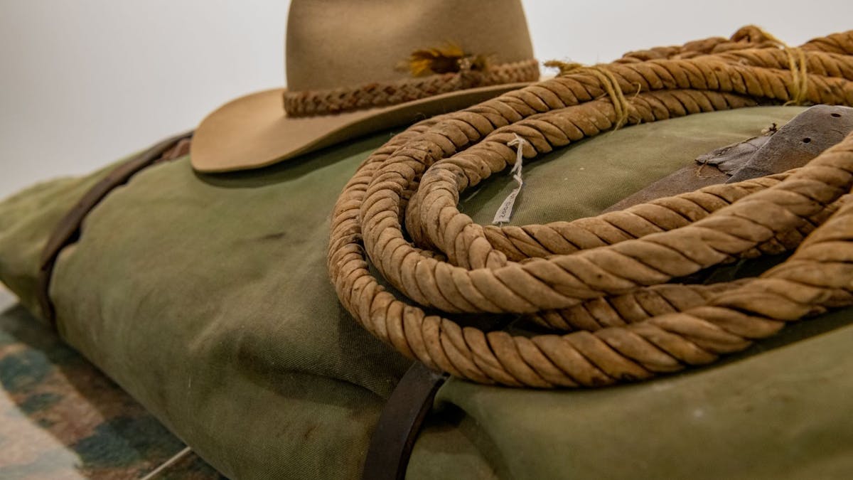 Reverend Fred McKay's swag, hat  and rope