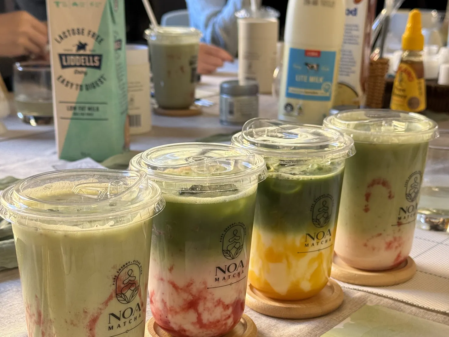 Matcha served at a NOA Matcha ceramic painting workshop