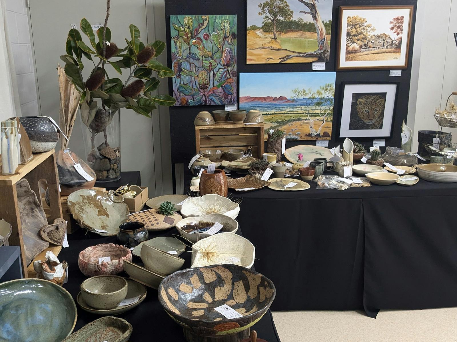 A large variety of quality pottery and fine art, at Caloundra Arts Centre's Artisan Fair