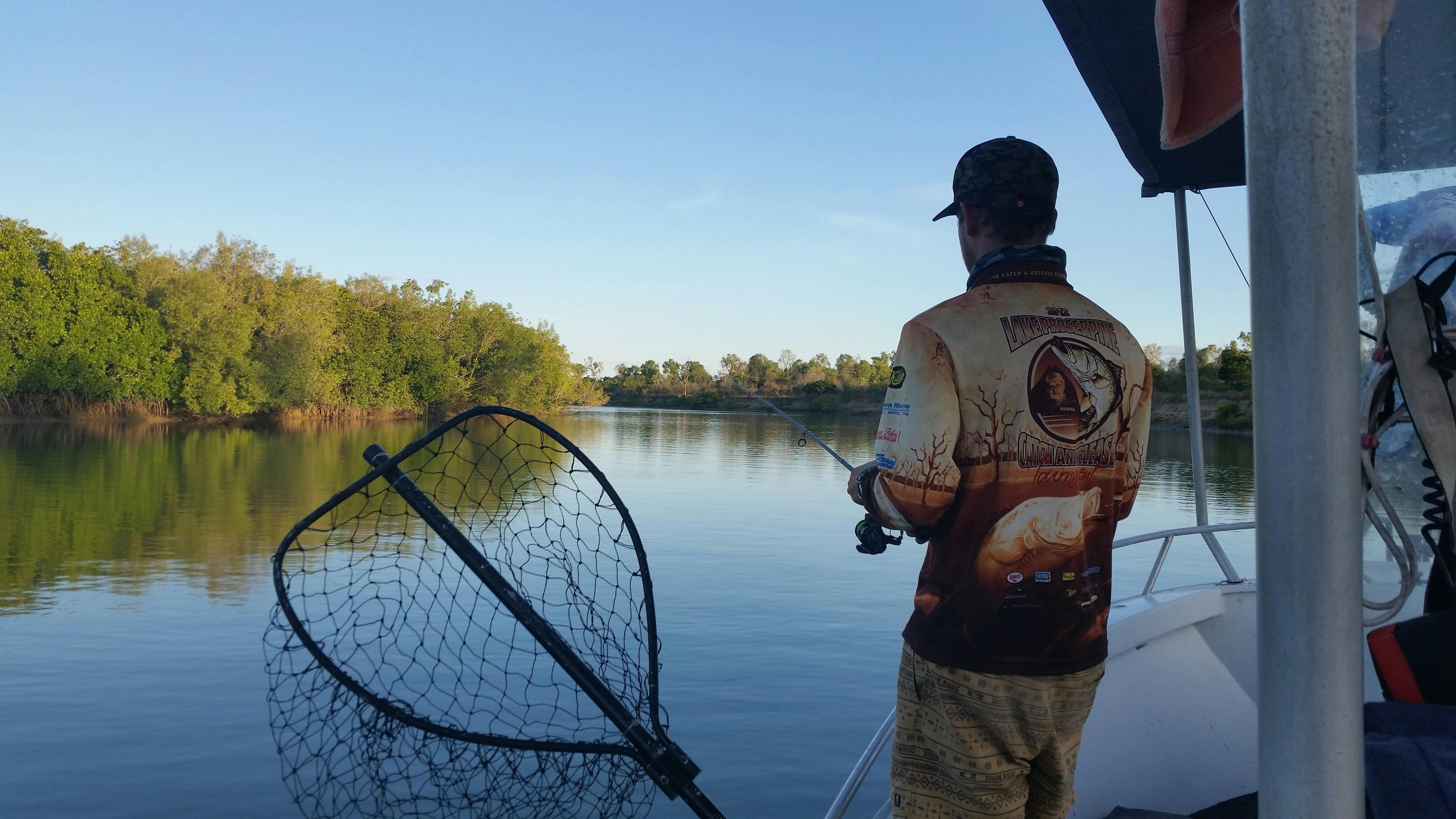 Popper fishing with surface lure at Russell River