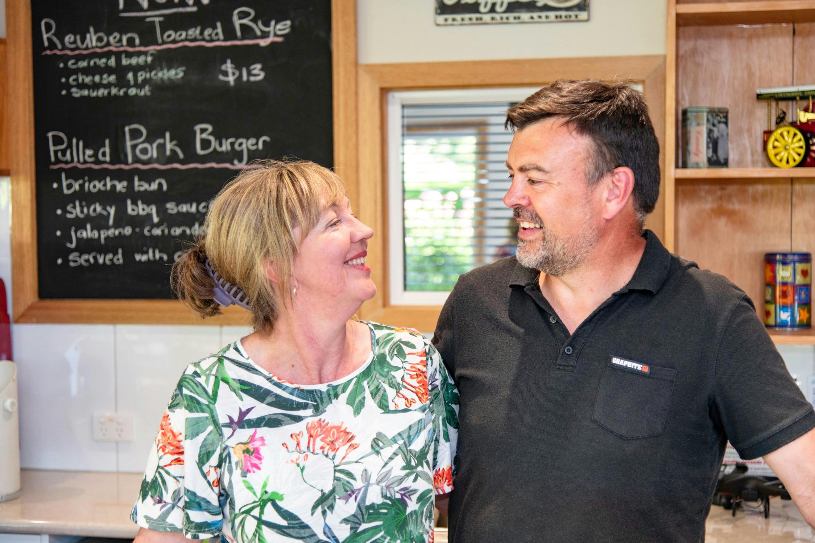 The owners, Francois and Tania in the cafe at Brookfield Maze