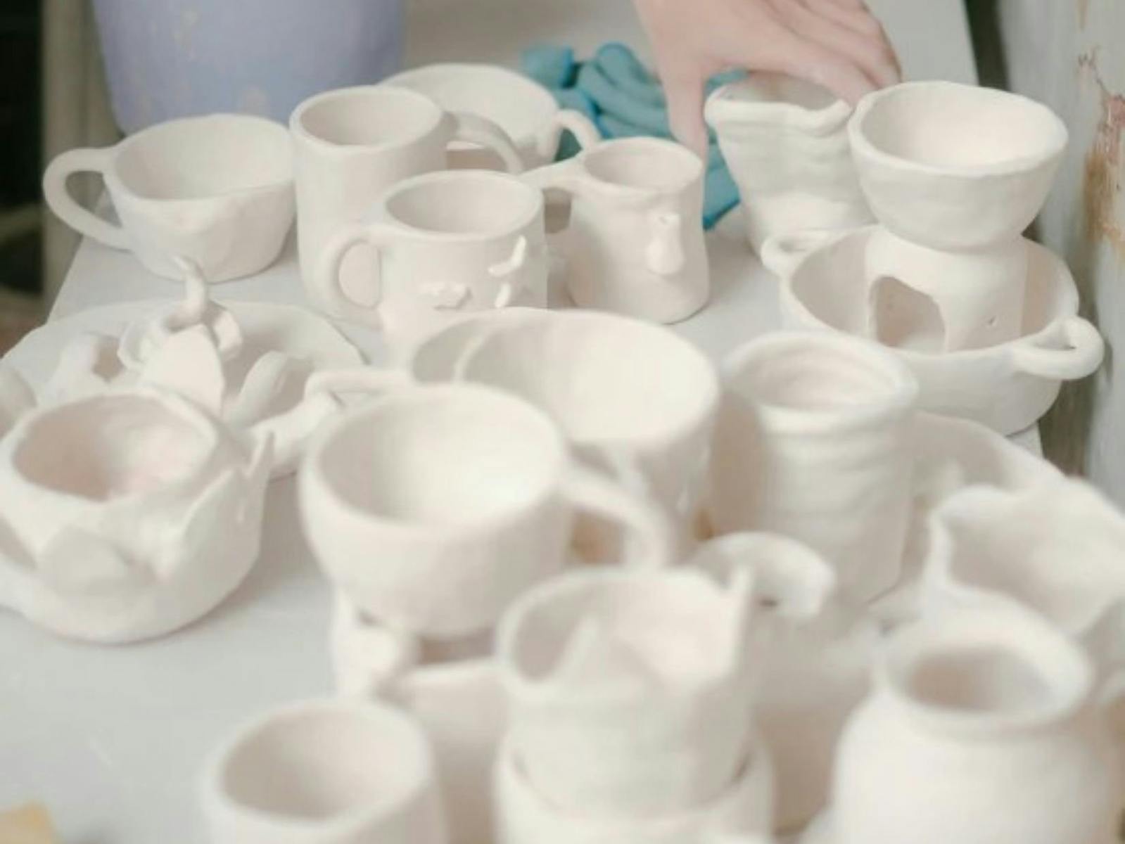 Various white pottery items