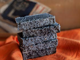 Vegan hand made soap charcoal and lavender