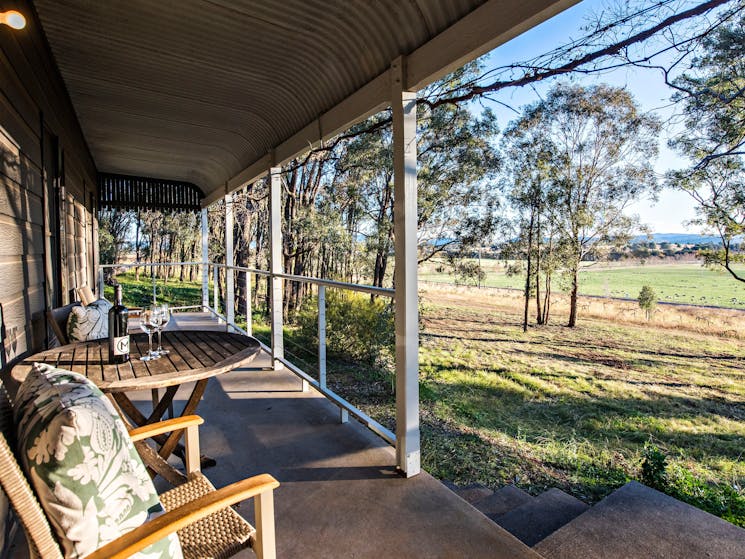 Views across the vineyards from the Cottage verandah.