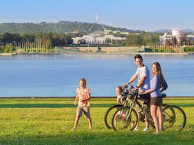 Family cycling in Canberra