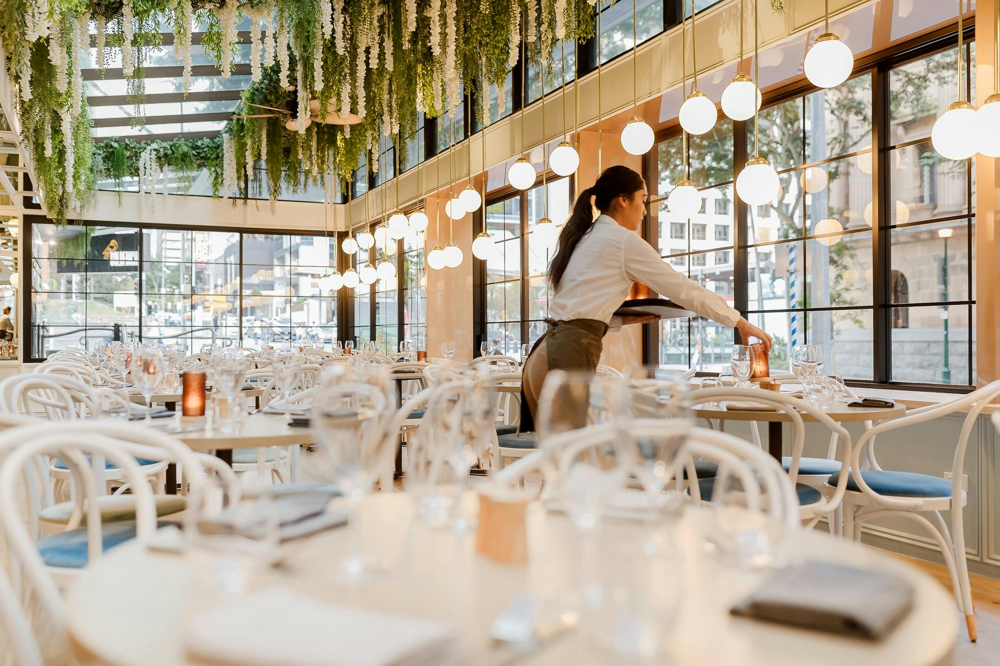 Inside Goldfinch Restaurant with candles and lights