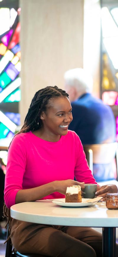 People inside the Bookplate cafe at the National Library of Australia