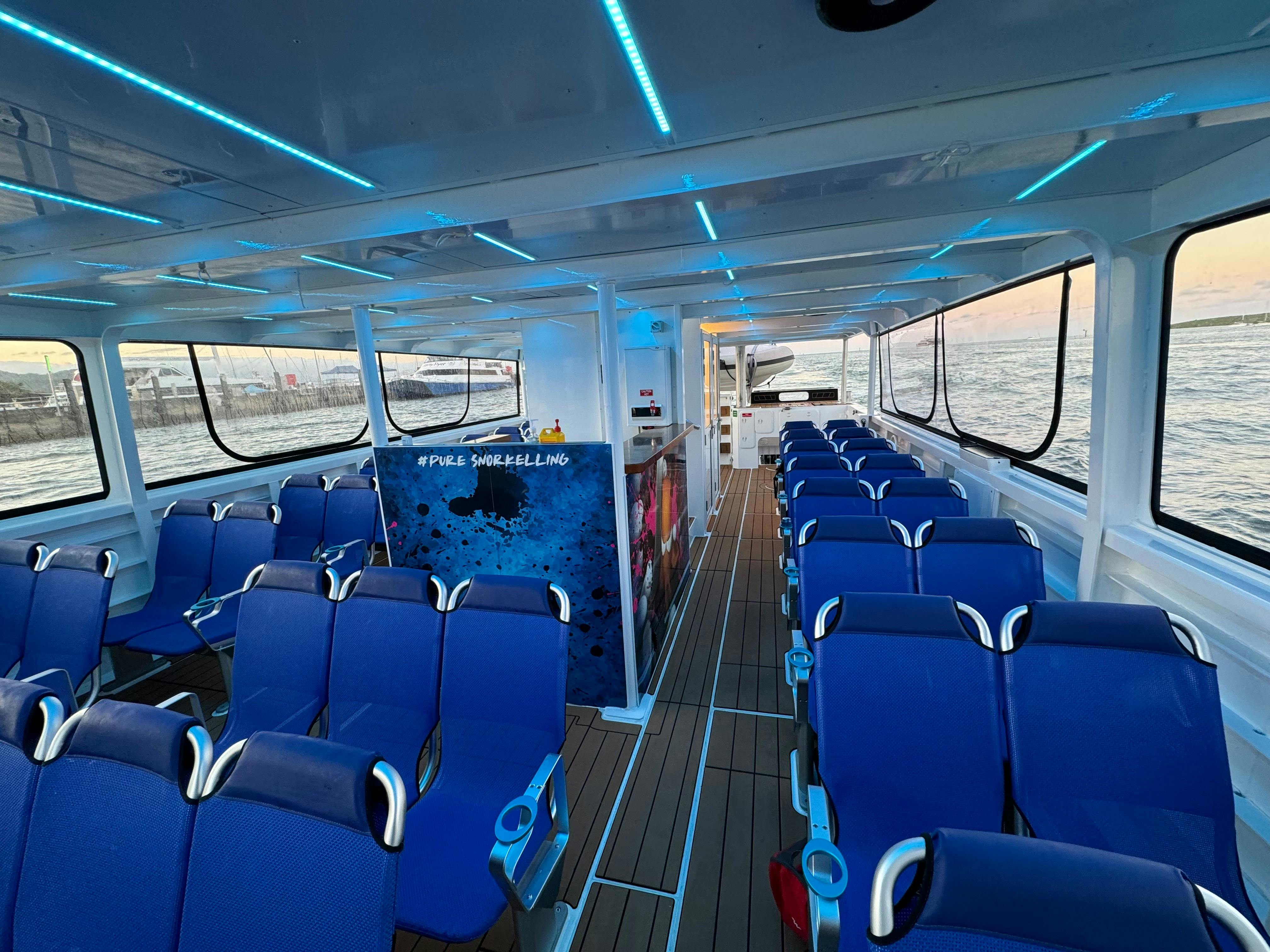indoor seating on vessell Pure Snorkelling