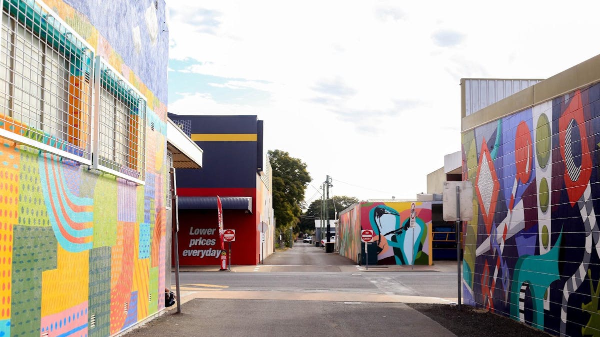 Artwork painted on the walls of Bowen Lane