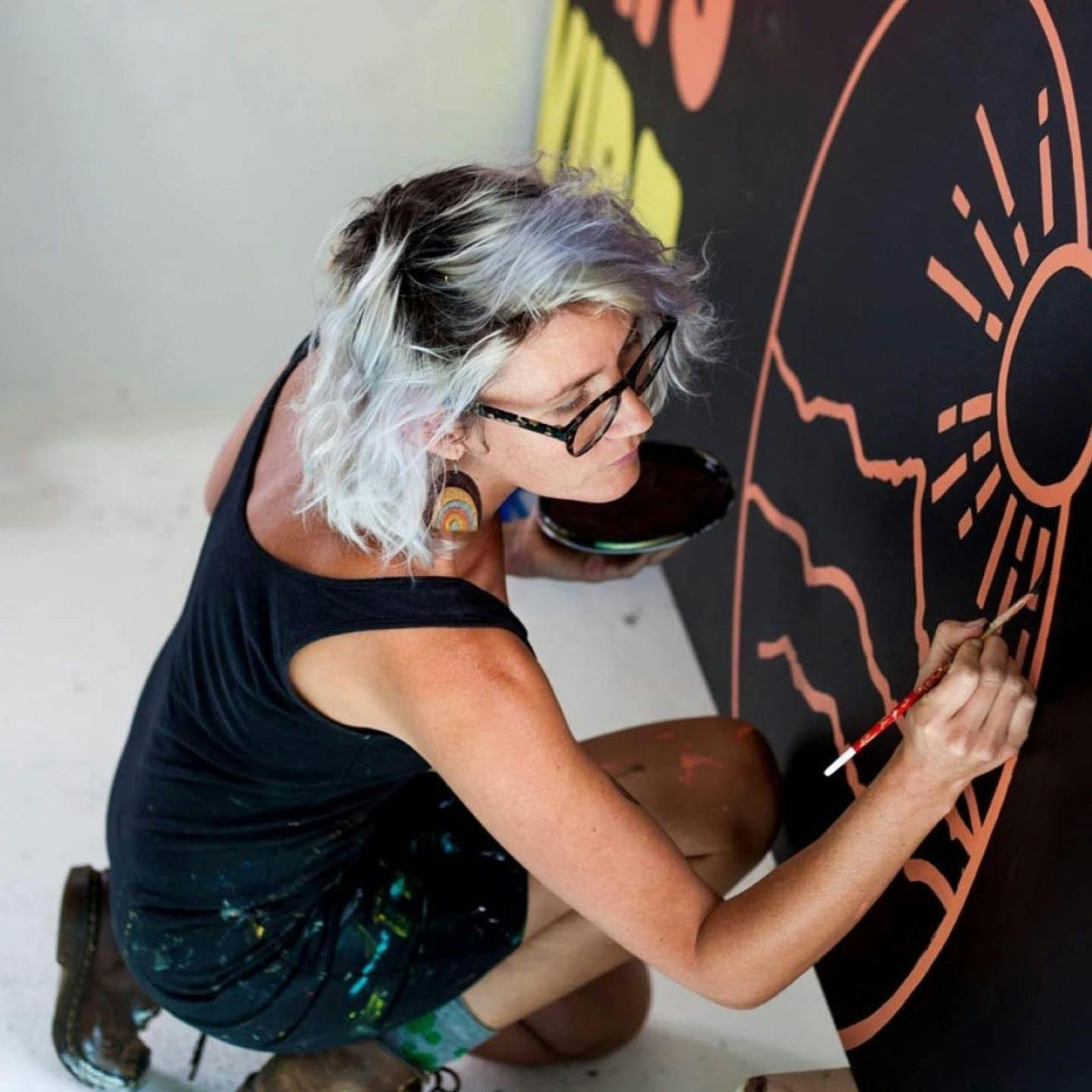 Ignite Studios at Northern Rivers Community Gallery painter at work