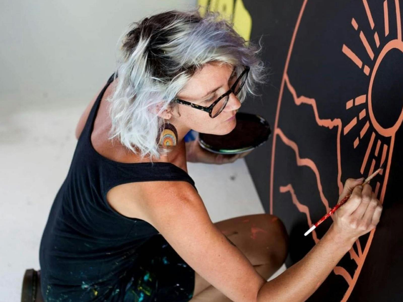 Ignite Studios at Northern Rivers Community Gallery painter at work