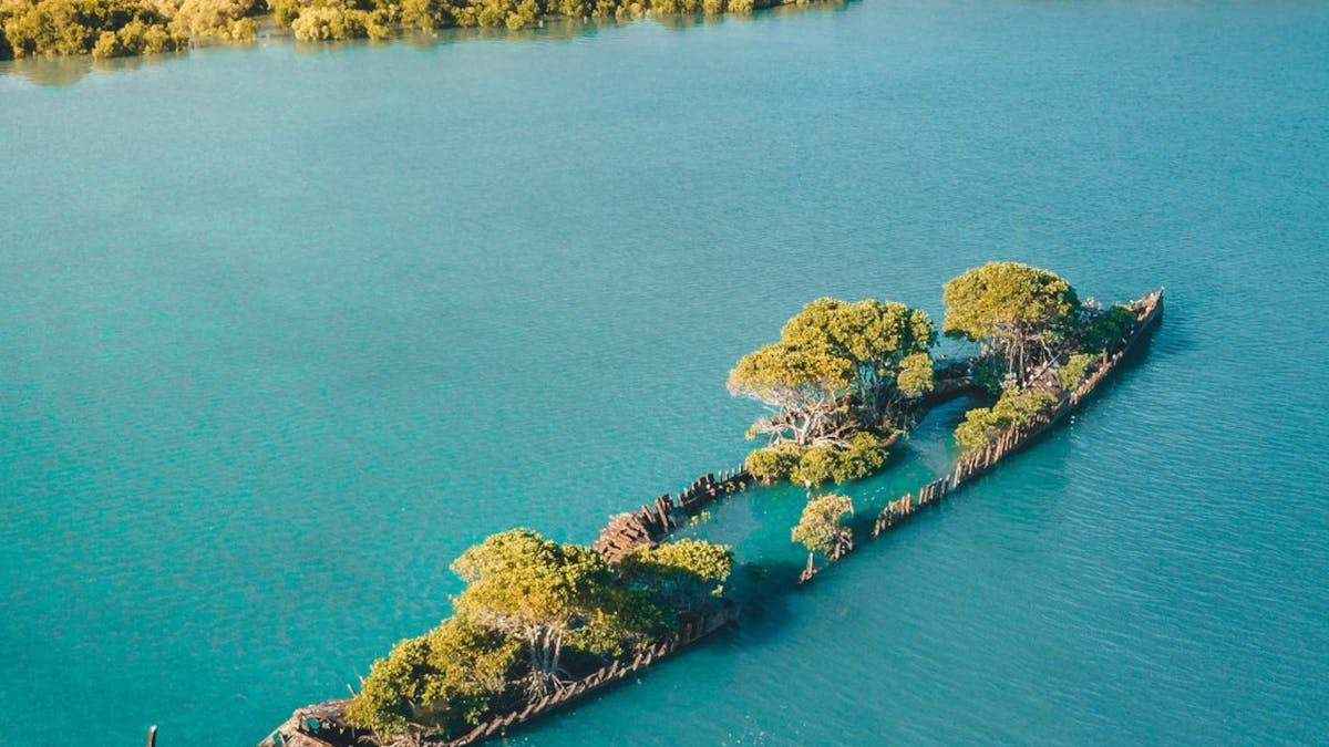 Shipwreck in water
