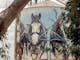 Three Clydesdales at Goormabat Silos painted by Dvate.