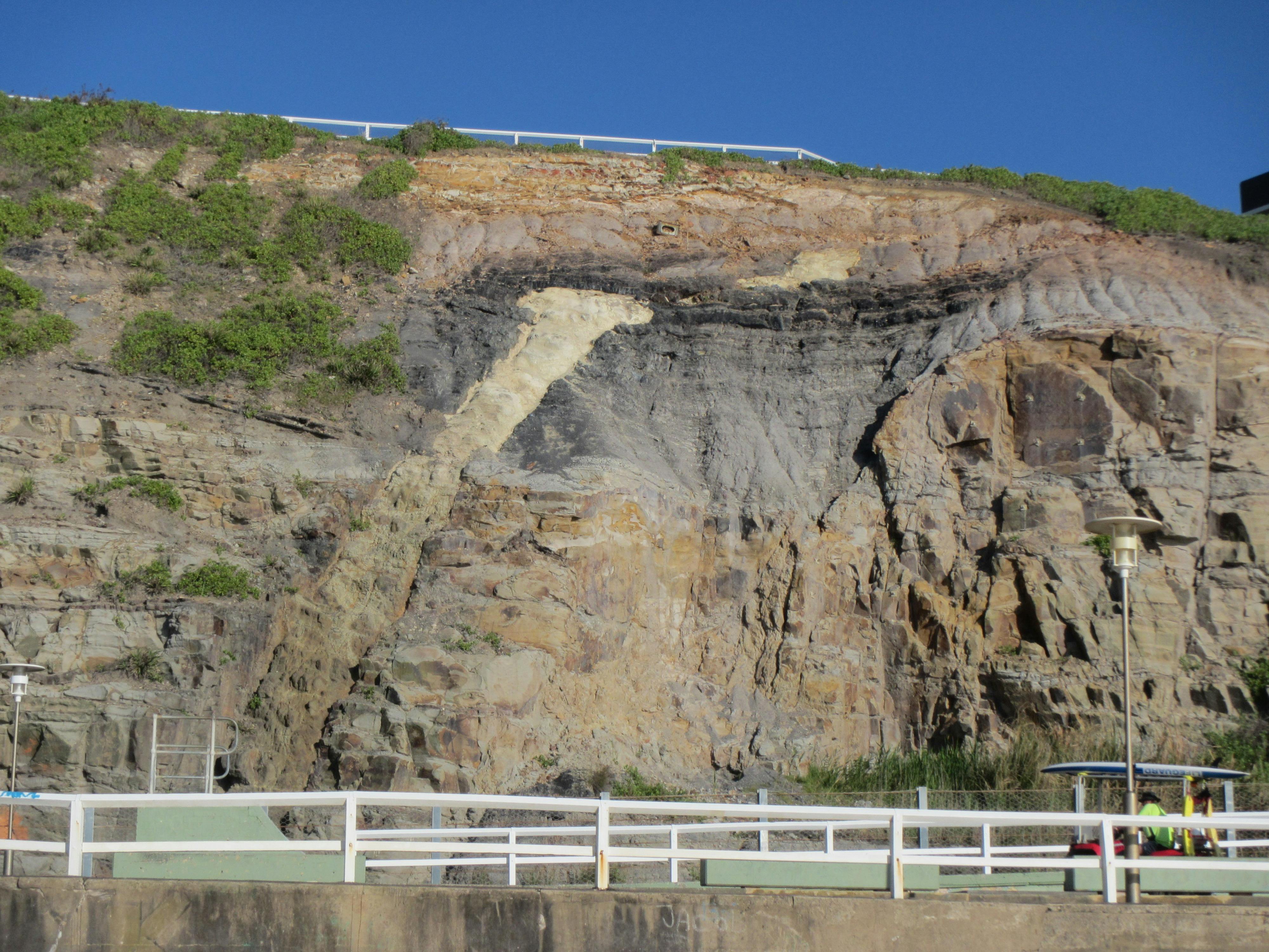 A dyke and fault cutting through a coal seam, Newcastle South