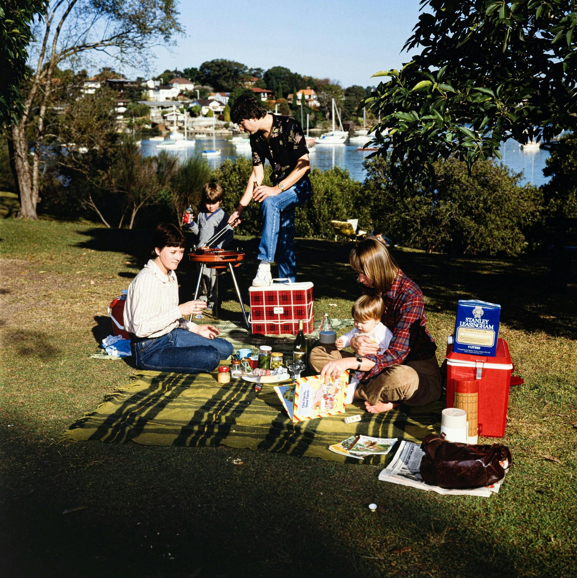 A family having a picnic on a sunny day
