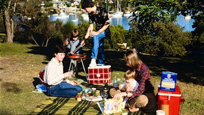 A family having a picnic on a sunny day
