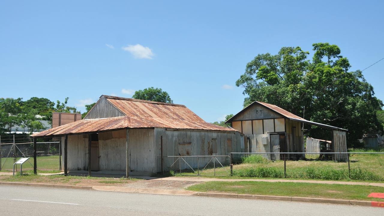 Detail of bakery building at the rear of the store.