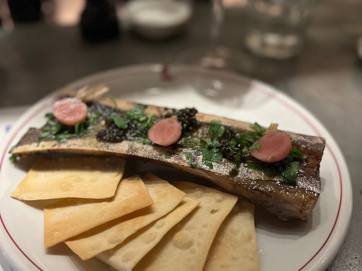 Bone marrow with pickled radish & caviar