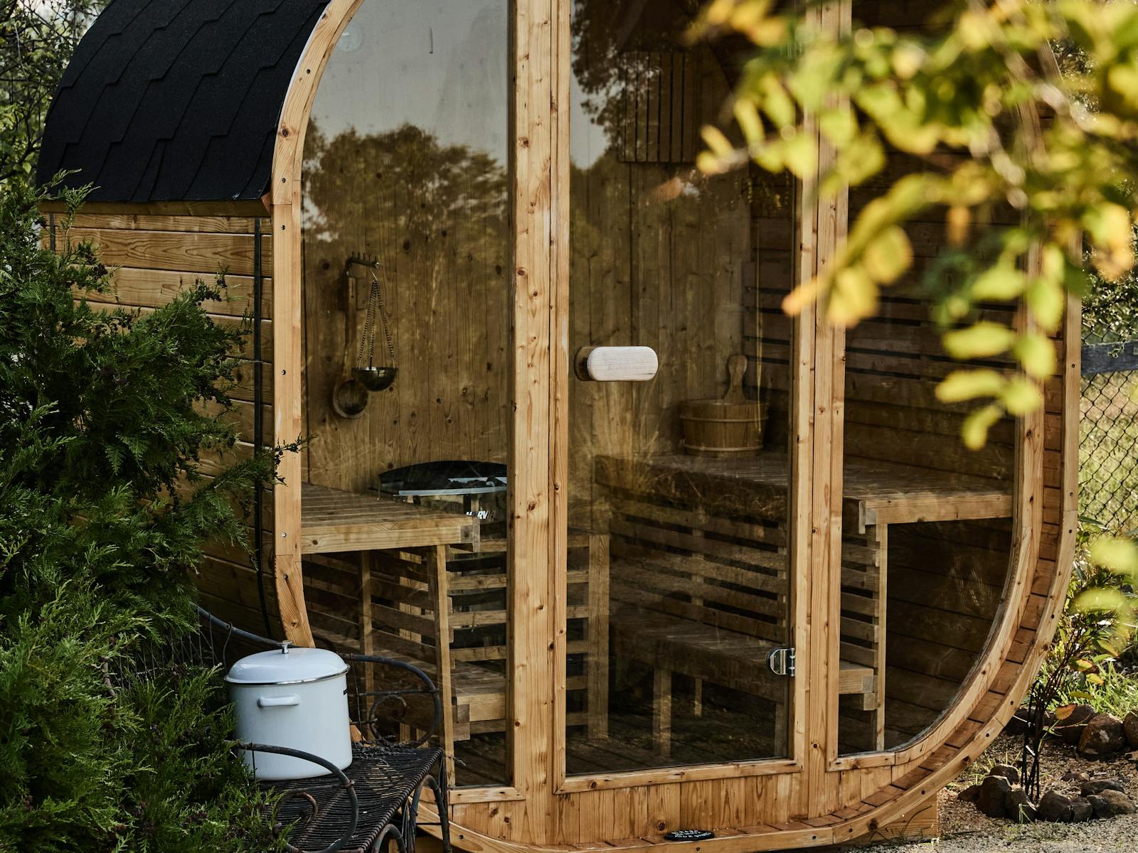 Steam stone sauna traditional Finnish spruce luxury bnb lodge health retreat