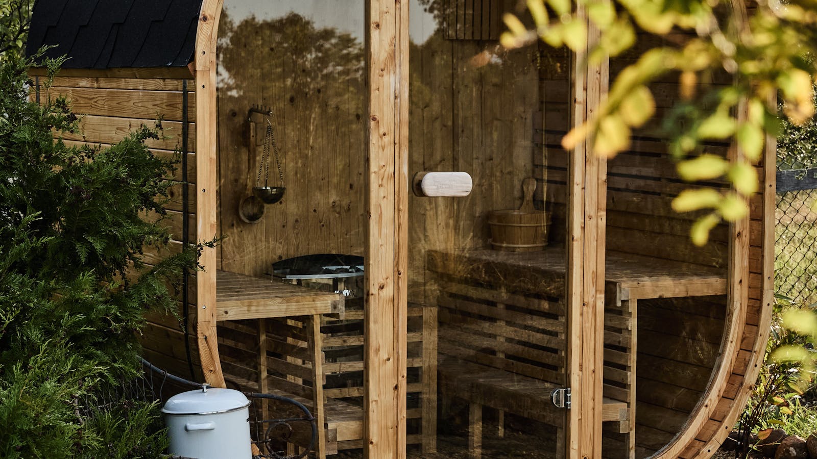 Steam stone sauna traditional Finnish spruce