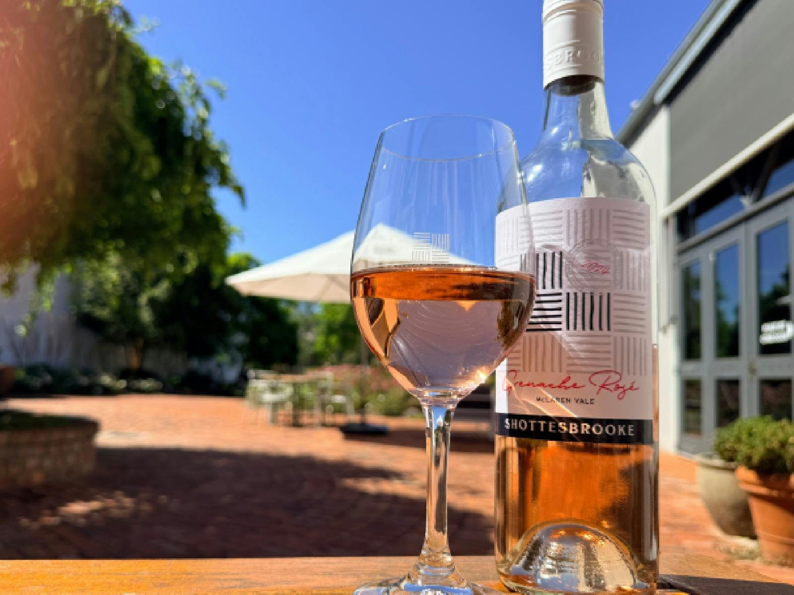 Bottle and glass of Rose Wine at Shottesbrooke