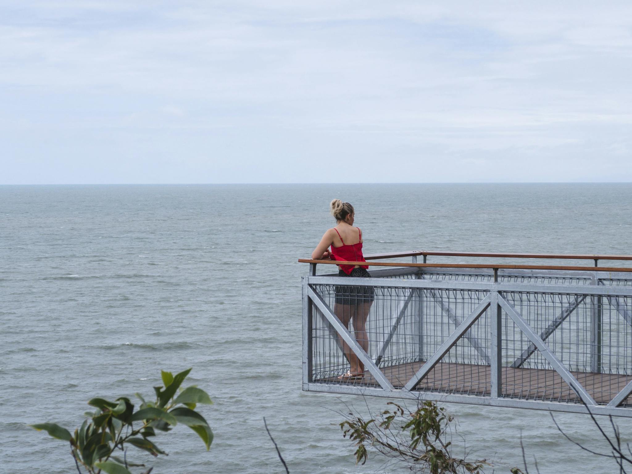 Woman at Flagstaff Hill lookout Woman at Flagstaff Hill lookout