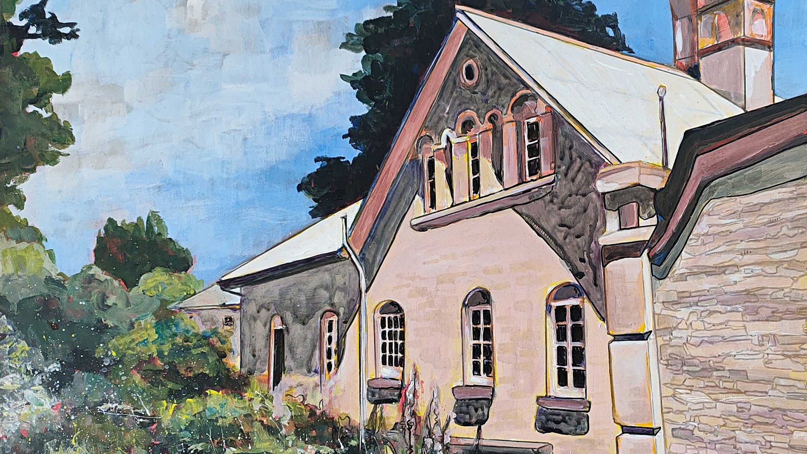 Woolmers Beauty, Tasmania, Acrylic & Fine liner on Claybord