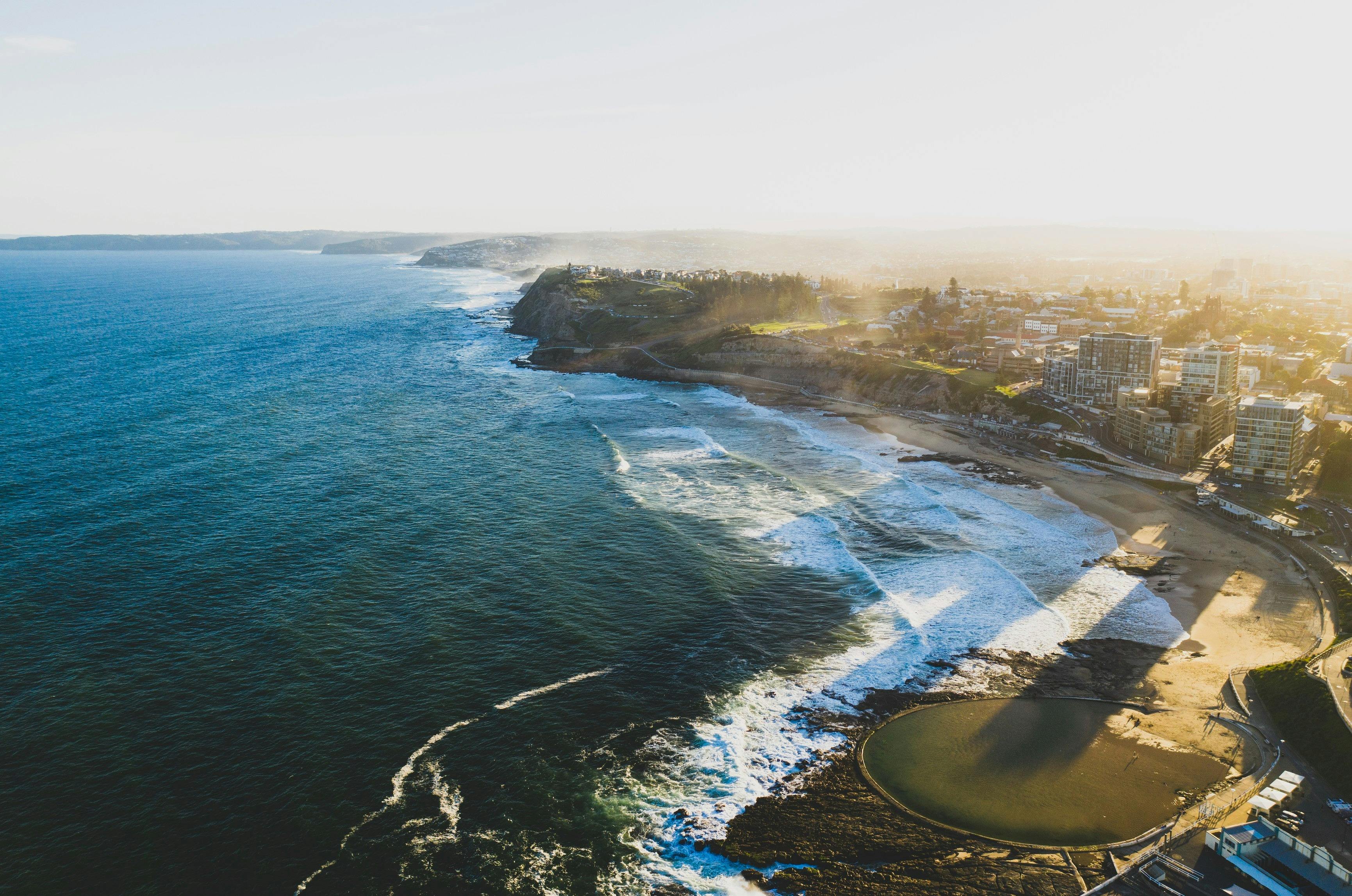 Aerial overlooking Newcastle Beach and Canoe Pool, Newcastle