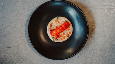 WA marron, macadamia, salmon roe, smoked oil