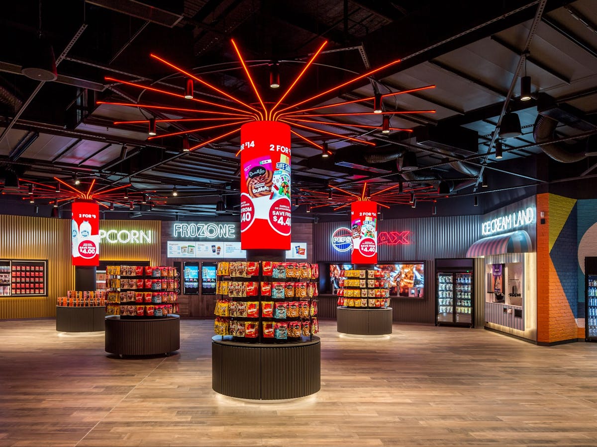 Snacks and drinks that are available for purchase at Hoyts Cinema
