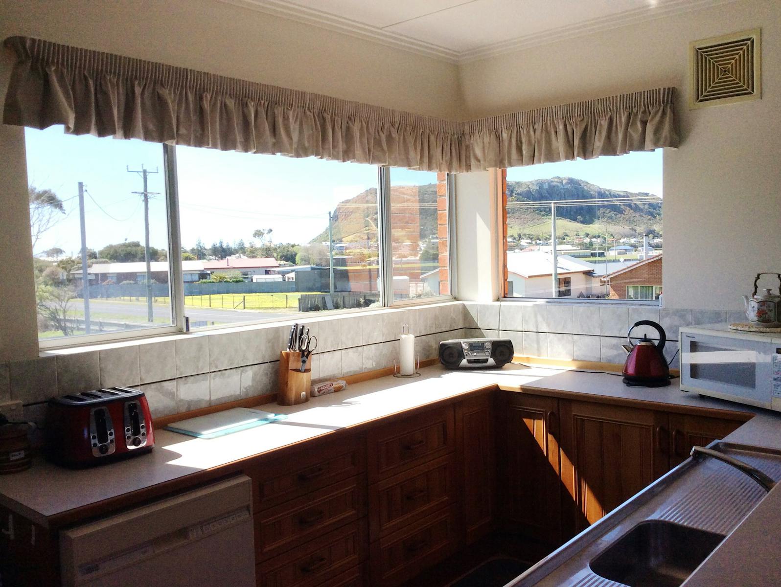 Kitchen Area with View of the 'Nut'