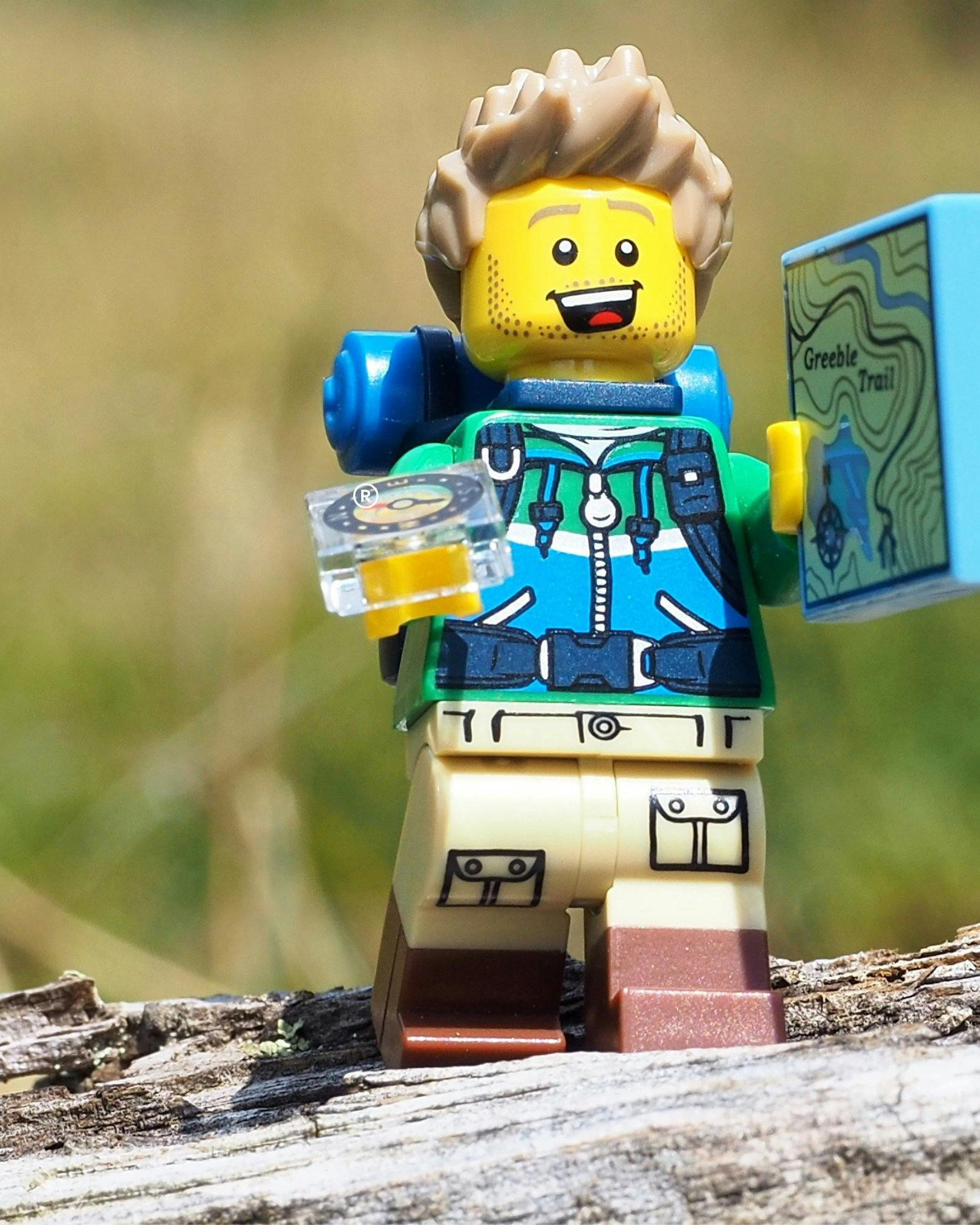 Lego figure using a map