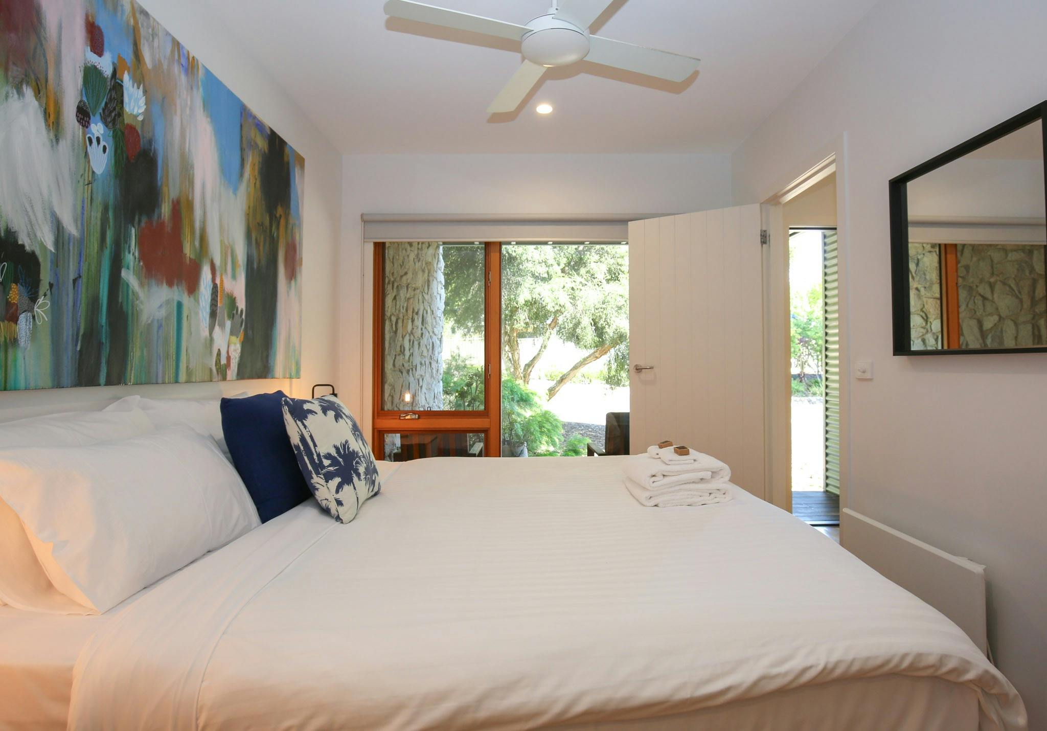 Master bedroom at The Stelvio Villas One Bright Accommodation Alpine Valley Getaways