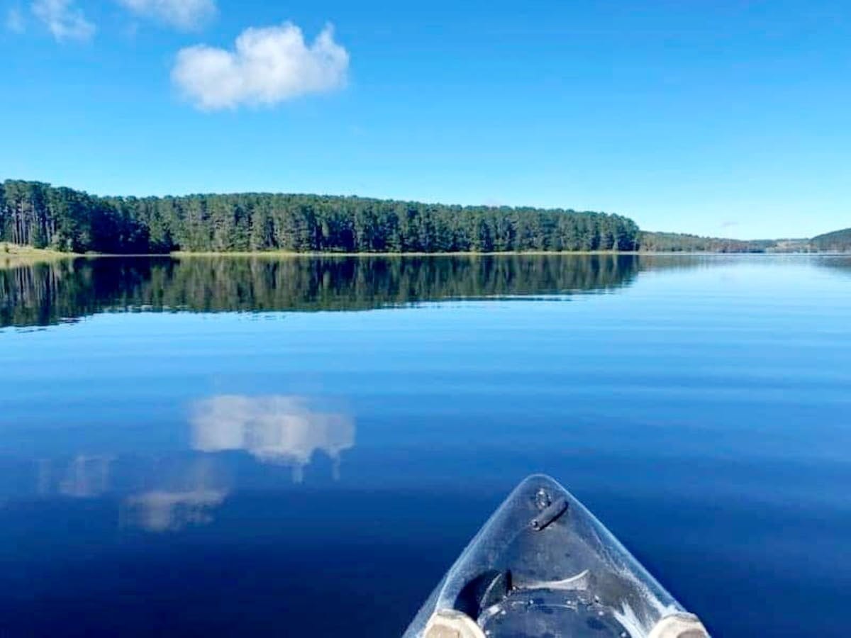 Flat Water views on kayak at Myponga Reservoir