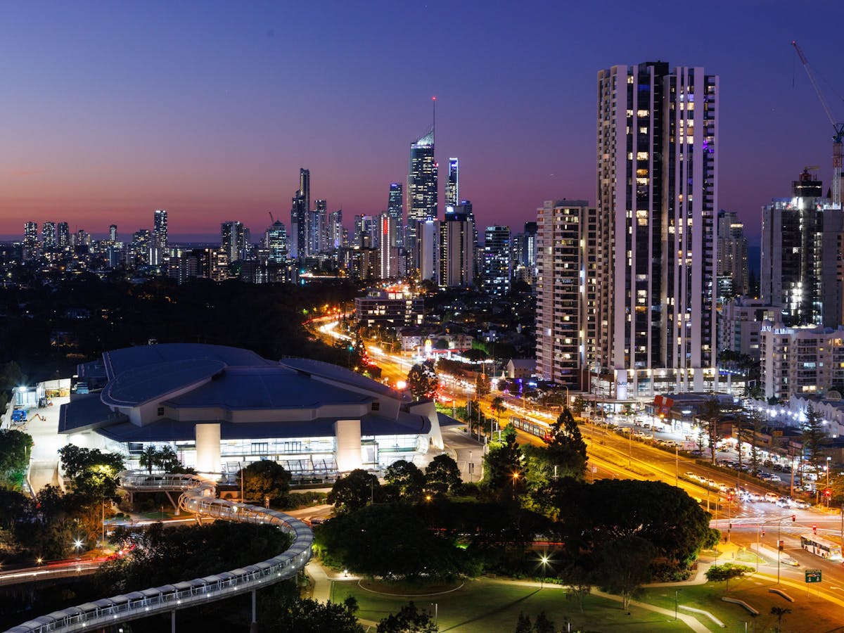 GCCEC and Broadbeach skyline at night GCCEC and Broadbeach skyline at night
