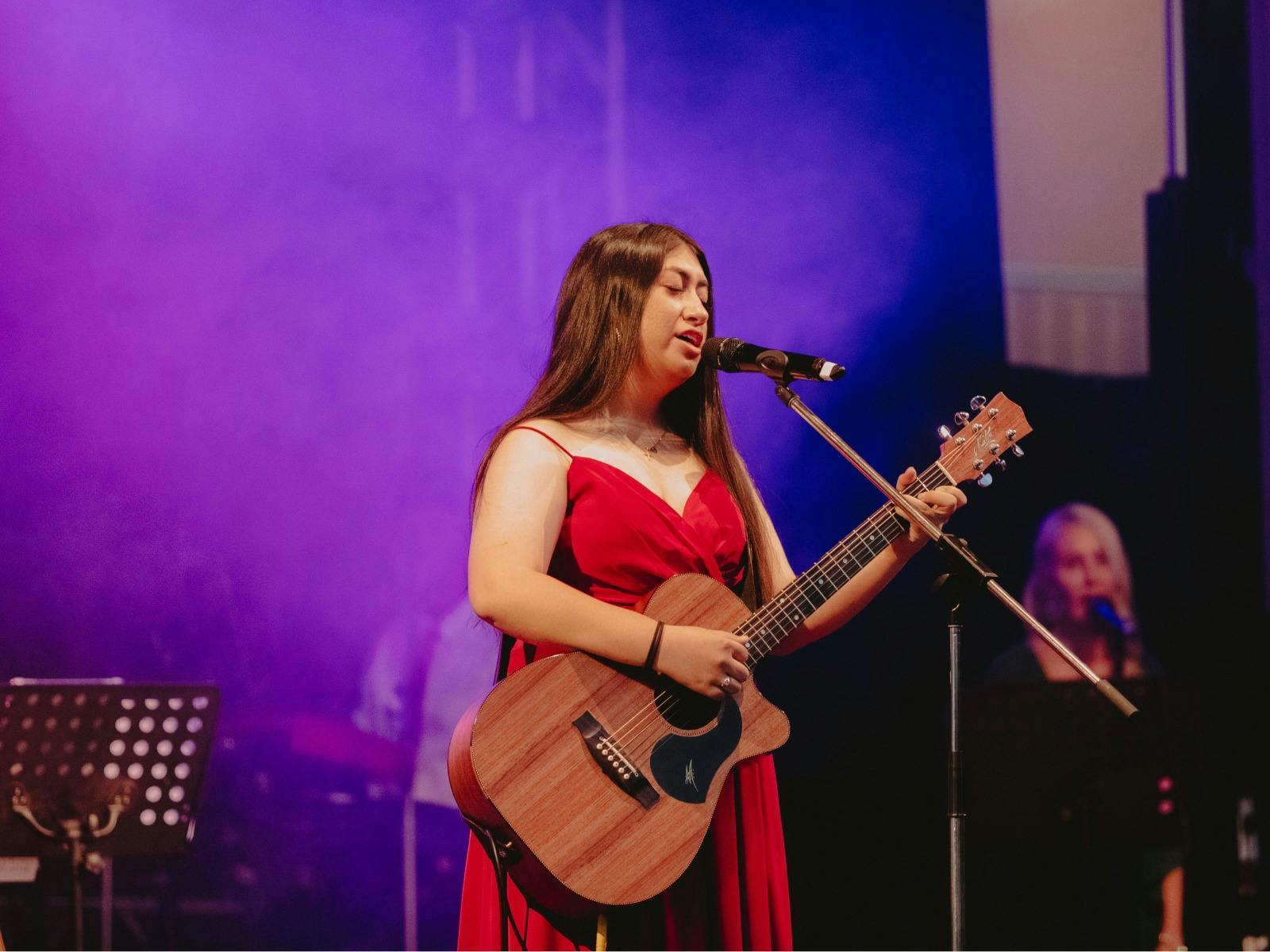 Young girl performing.