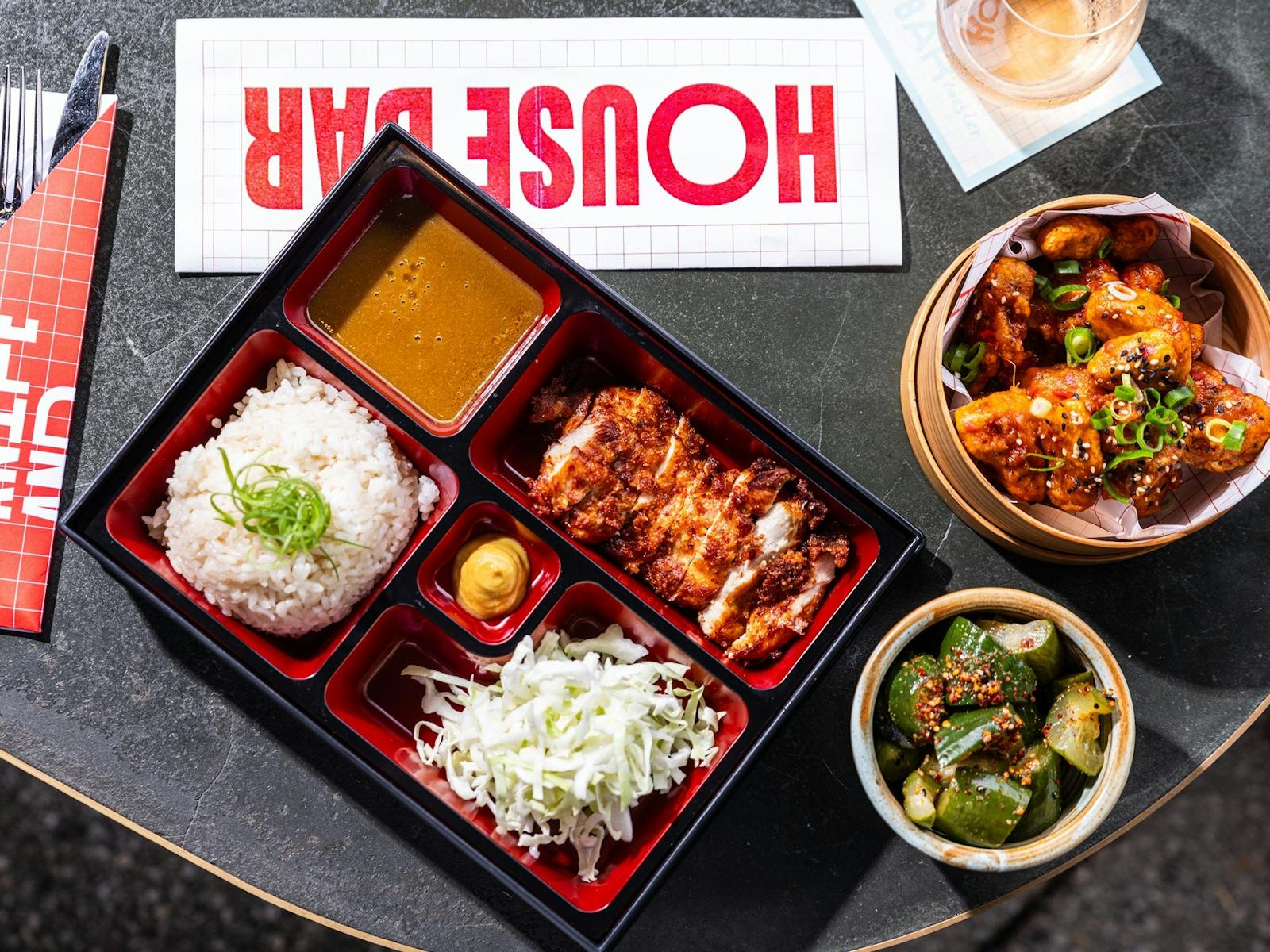 Food spread on table